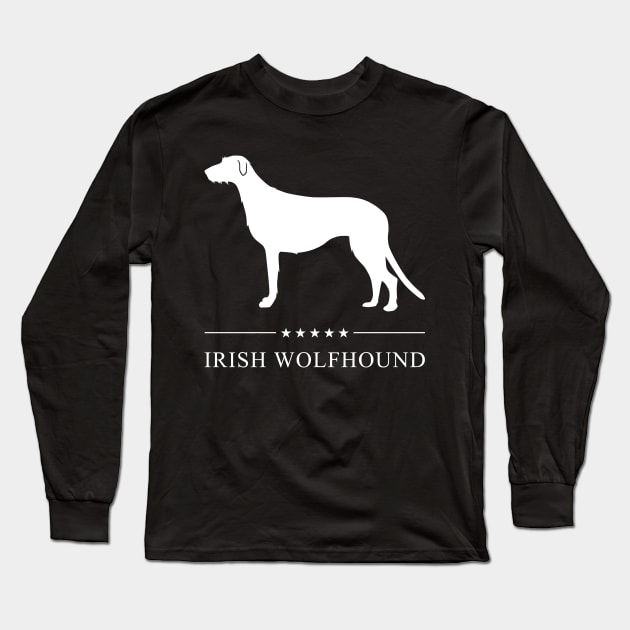 Irish Wolfhound Dog White Silhouette Long Sleeve T-Shirt by millersye